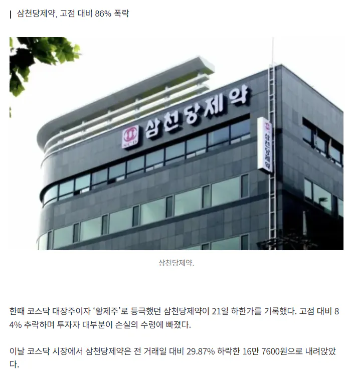 1억 넣었더니 1400만원 됐다…코스닥 ‘황천당’의 추락 - 자유게시판 갤러리